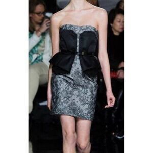 JASON WU 2013 Collection Black Lace Overlay Strapless‎ Corset Peplum Dress Sz 2